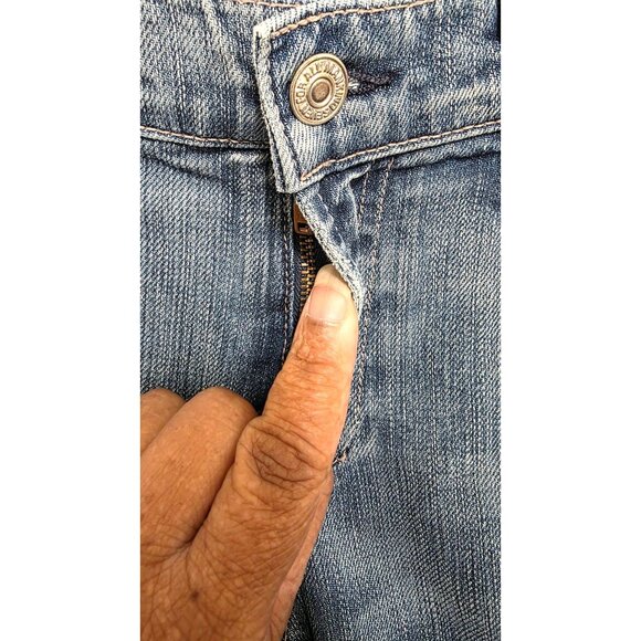 7 For All Mankind Flare Women's Blue Bootcut Jeans Size 29 Distressed Denim - Picture 6 of 10